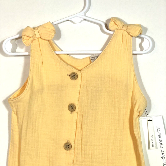 Yellow Modern Moments by Gerber Baby Girl Romper 3T Cotton New Overalls - Picture 2 of 11